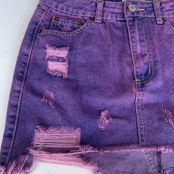 Uniq By Litz Distressed Purple Mini Skirt Ladies Small - Picture 3 of 7